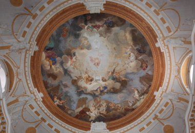 WIBLINGEN, GERMANY - 28 Temmuz 2024: 18. yüzyılda Ulm City yakınlarındaki Wiblingen Manastırı 'ndaki Rococo ve Barok dekorları