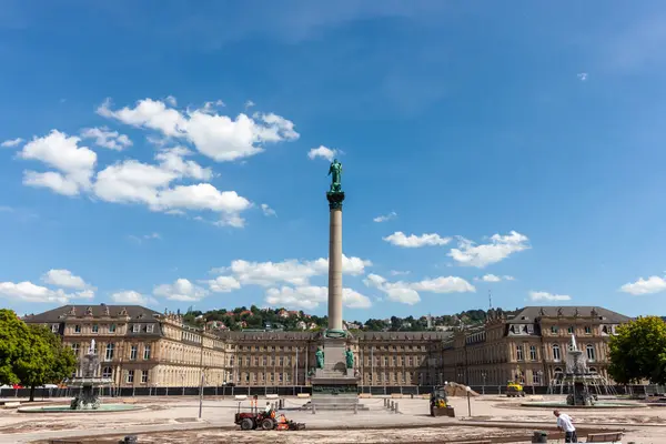 stock image STUTTGART, GERMANY - AUGUST 6, 2024: Stuttgart's main square is undergoing reconstruction and is closed to the public