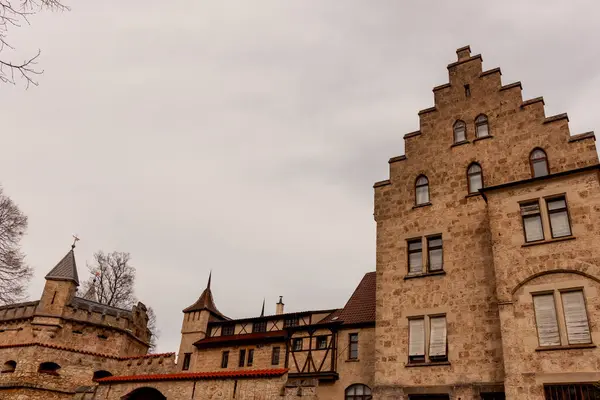 stock image View on medieval buildings near Lichtenstein castle on a spring day. Germany