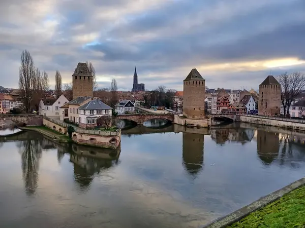 stock image Strasbourg. Bridges and towers built in the 13th century. View from the Vauban dam. Strasbourg, France