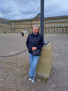 Turizm içeriği illüstrasyonu. Stuttgart 'ın manzarası çok güzel. Stuttgart, Almanya 'da Tatil