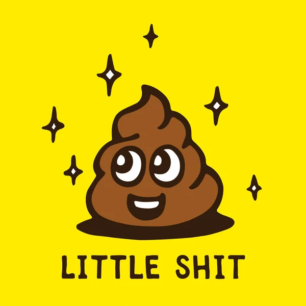 Cute Poop Emoticon Doodle Little Shit Emoji Drawing Cartoon Face — Stock Vector
