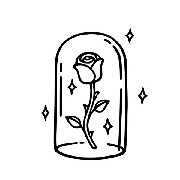 Magisches Ewig Rosa Tätowierdesign Verzauberte Infinity Rose Doodle Zeichnung Niedlich lizenzfreie Stockillustrationen