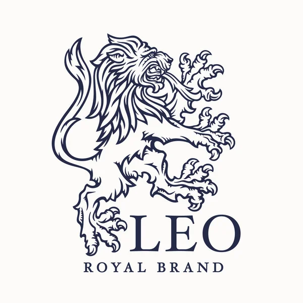 Logotipo Heráldico Leão Real Luxo Heráldico Leo Emblema Marca Brasão —  Vetores de Stock