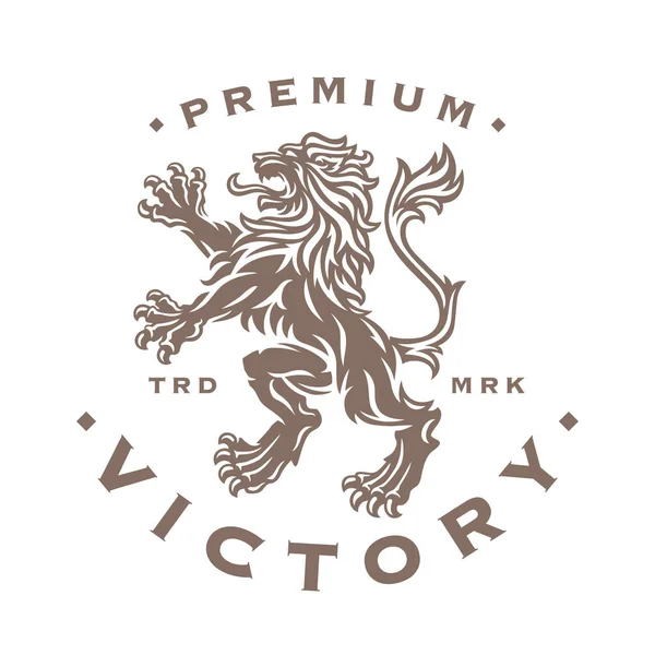 Luxus Oroszlán Heraldika Logó Királyi Címeres Állat Címerének Márkajelzése Prémium — Stock Vector