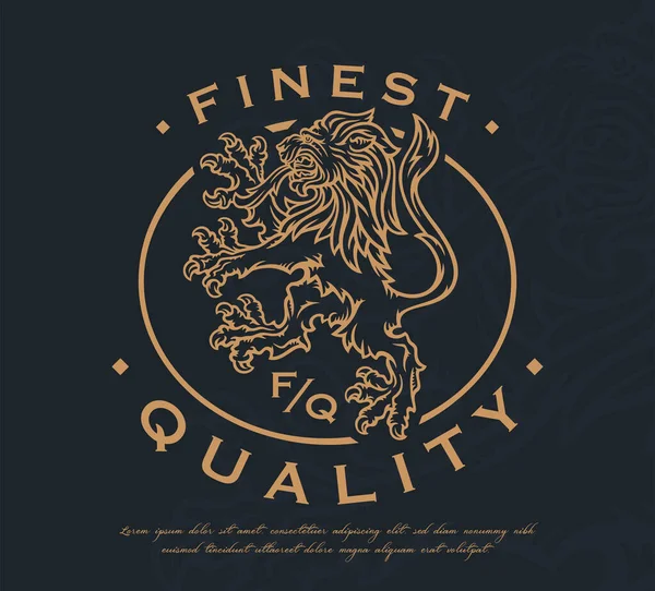 Καλύτερο Λογότυπο Λιονταριού Εραλδικό Έμβλημα Ακρολοφίας Ζώου Σύμβολο Γραμματοσήμων Υψηλής — Διανυσματικό Αρχείο