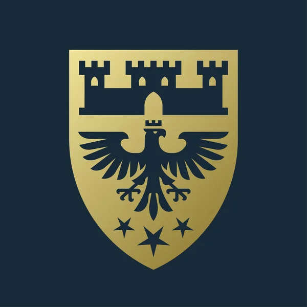Heráldica Águia Brasão Armas Logotipo Emblema Insígnia Castelo Falcão Gótico Ilustrações De Stock Royalty-Free