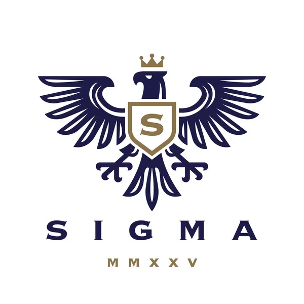 Logotipo Insígnia Águia Ícone Falcão Monograma Heráldico Símbolo Ave Heráldica —  Vetores de Stock