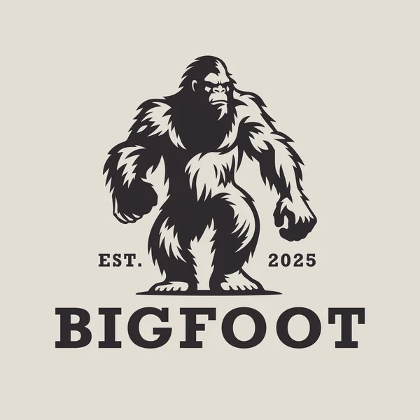 Bigfoot Logo Design Sasquatch Markenikone Yeti Symbol Holzaffen Emblem Illustration Stockillustration