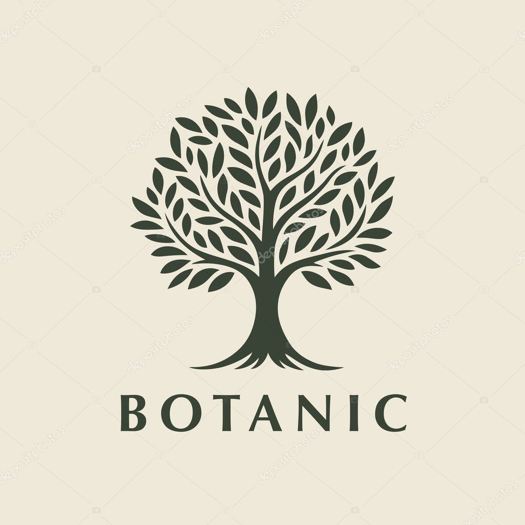 Botanic tree logo mark icon design