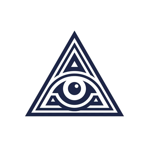 Видя Глаза Пирамиды Логотип Эзотерическая Оккультная Икона Глаз Гора Треугольном — стоковый вектор