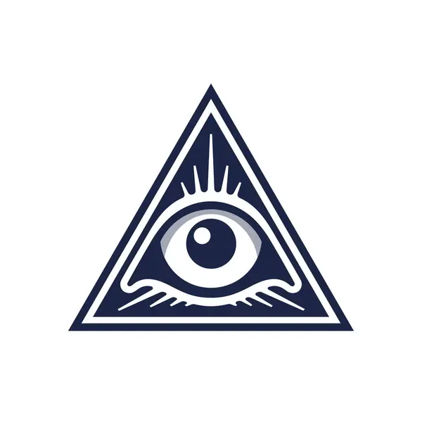 すべての目ピラミッドのロゴを見る エソテリックオカルトアイコン 三角形のシンボルコンセプトにおけるホルスの目 ベクトルイラスト — ストックベクタ