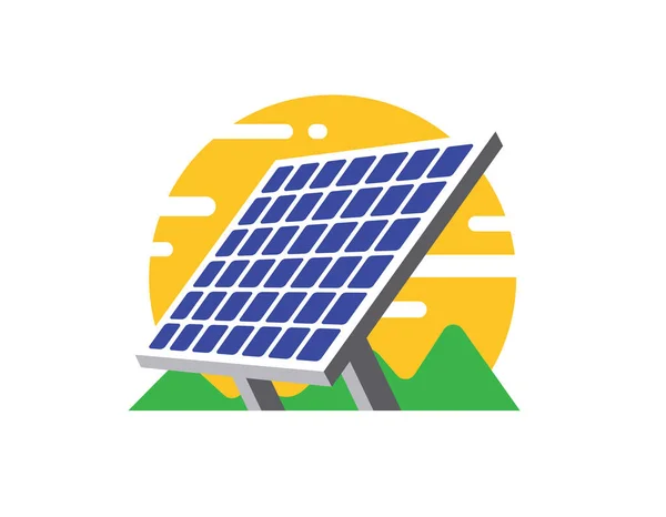 Solarpaneel Power Ikone Emblem Für Grüne Energie Vektorillustration — Stockvektor