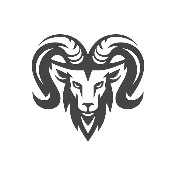 Логотип Баранины Икона Рогатой Козы Эмблема Дикого Злого Бигхорна Векторная — стоковый вектор