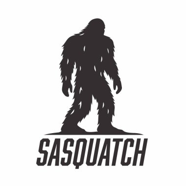 Bigfoot silhouette logo design. Sasquatch walking brand icon. Yeti symbol. Wood ape emblem. Mythical cryptid creature vector illustration. clipart