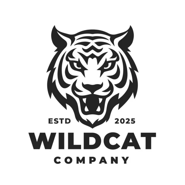 Modelo Logotipo Tigre Wildcat Emblema Gato Selvagem Design Marca Cabeça — Vetor de Stock
