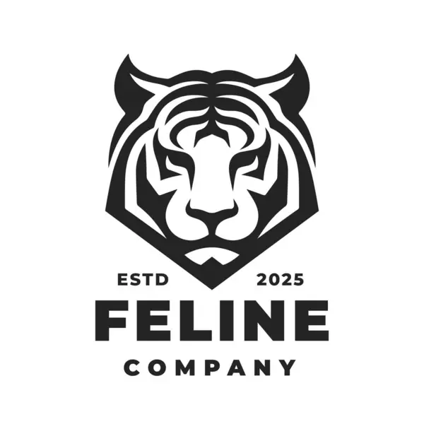 Modelo Logotipo Tigre Felino Emblema Gato Selvagem Design Marca Cabeça — Vetor de Stock