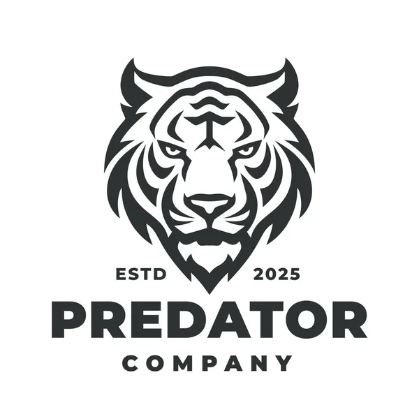 Modelo Logotipo Tigre Predador Emblema Gato Selvagem Design Marca Cabeça — Vetor de Stock