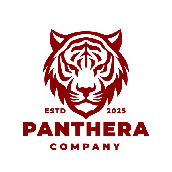 Modelo Logotipo Tigre Panthera Emblema Gato Selvagem Design Marca Cabeça — Vetor de Stock