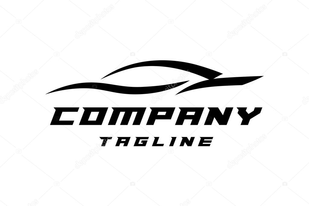 Abstract Sports Car Dealership Logo Design with Sleek Vehicle Silhouette