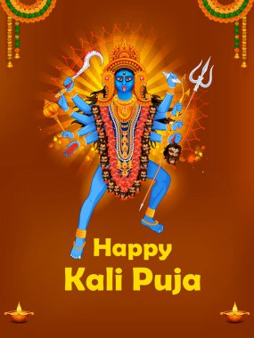 illustration of Goddess Kali Maa on Diwali Kali Pooja background of India festival clipart