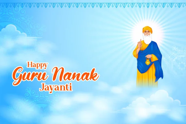 Mutlu Gurpurab Guru Nanak Jayanti Festivali Sih Kutlama Arka Plan — Stok Vektör