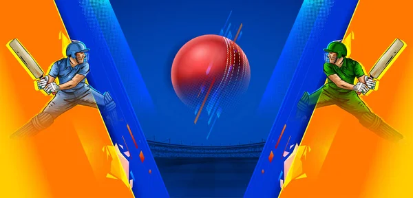 Illustration Batsman Baller Player Cricket Championship Sports Background — Stock Vector
