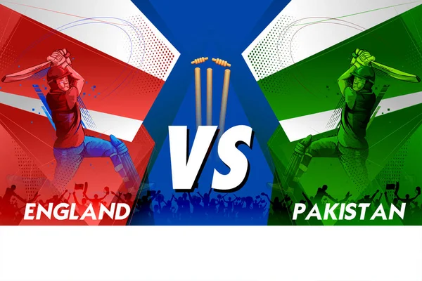 Illustration Batsman Baller Player Cricket Championship Sports Background England Pakistan — Stock Vector