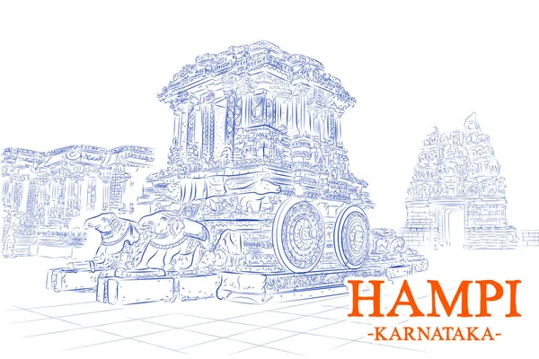 Illustration Hampi Temple Vijayanagara District Karnataka India — Stockový vektor