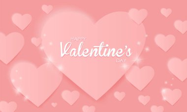 illustration of realistic 3d heart on Happy Valentine s Day romantic love background for banner, poster, flyer, brochure, greetings card