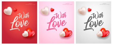 illustration of realistic 3d heart on Happy Valentine s Day romantic love background for banner, poster, flyer, brochure, greetings card