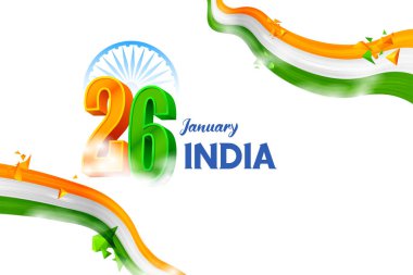 Hindistan Cumhuriyet Günü 'nün 26 Ocak' ı için üç renkli Hint bayrağı.