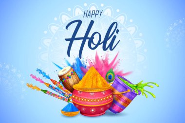 Hindistan renk festivali için soyut renkli Mutlu Holi arkaplan tasarımı.