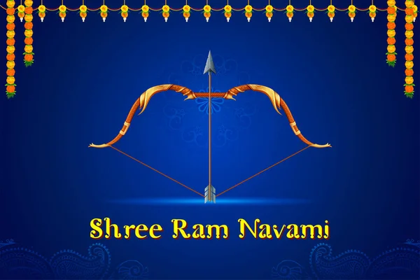 Illustration Lord Rama Bow Arrow Shree Ram Navami Celebration Background — Stock Vector