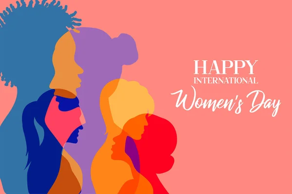 Illustration Happy International Women Day Mars Salutations Fond — Image vectorielle