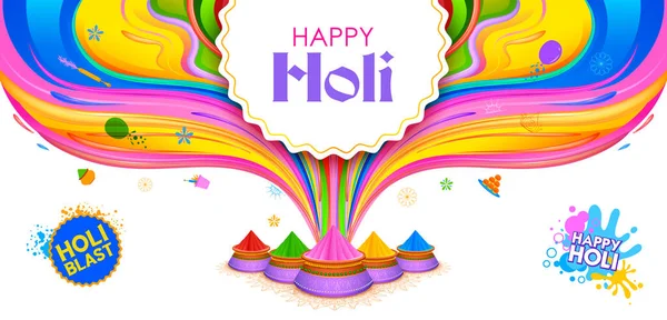 Illustration Abstract Colorful Happy Holi Background Card Design Color Festival — Stock Vector