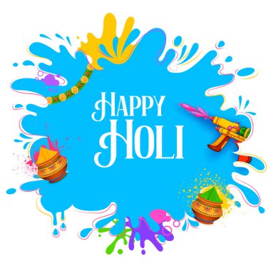 Hindistan renk festivali için soyut renkli Mutlu Holi arkaplan tasarımı.