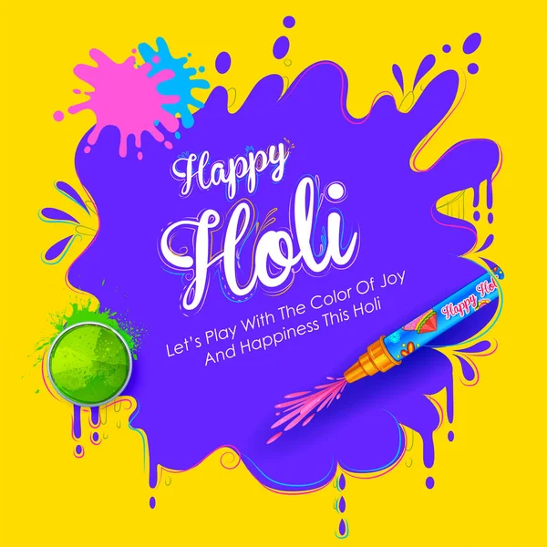 Hindistan Renk Festivali Için Soyut Renkli Mutlu Holi Arkaplan Tasarımı — Stok Vektör