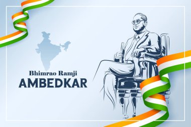 14 Nisan 'da Ambedkar Jayanti için Hindistan Anayasası ile Dr. Bhimrao Ramji Ambedkar' ın illüstrasyonu