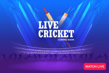 illustration of bat and ball on cricket championship sports background