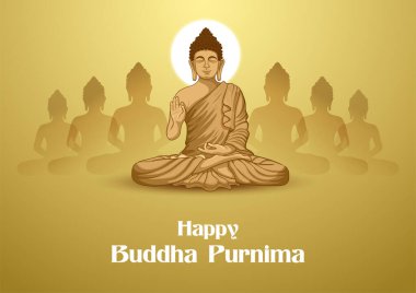illustration of Lord Buddha in meditation under Bodhi Tree for Buddhist festival Happy Buddha Purnima Vesak