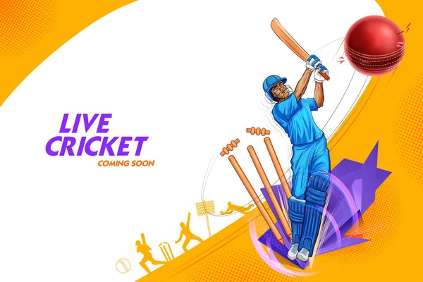Illustration Batsman Player Playing Cricket Championship Sports Background — Stock Vector