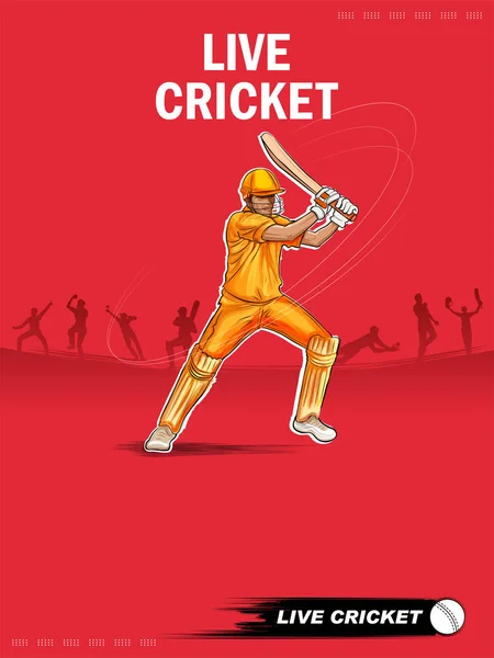 Иллюстрация Игрока Крикет Спортивном Фоне — стоковый вектор