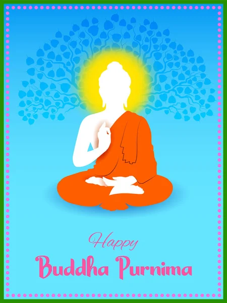 Illustration Lord Buddha Meditation Bodhi Tree Buddhist Festival Happy Buddha — Vettoriale Stock