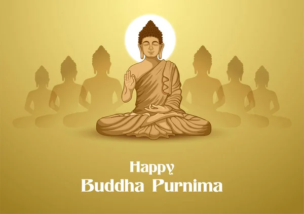Illustration Lord Buddha Meditation Bodhi Tree Buddhist Festival Happy Buddha — Stockvektor