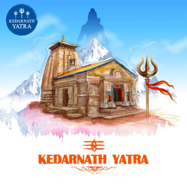 illustration of Kedarnath Mandir Hindu temple of Lord Shiva in Uttarakhand India for Kedarnath Yatra clipart