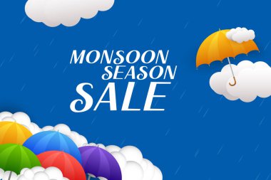 Muson İndirim Teklifi için satış ve tanıtım broşürü arka plan şürüdür