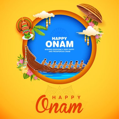 Güney Hindistan Kerala 'nın Mutlu Onam festivali için Onam' daki yılan teknesi yarışının resmi.