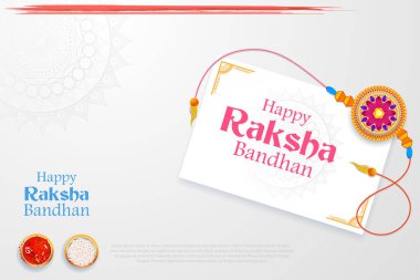 Raksha Bandhan için dekoratif Rakhi ile satış reklamları için tebrik kartı ve şablon afişi, kardeş kaynaşması kutlamaları için Hint festivali