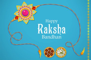 Raksha Bandhan için dekoratif Rakhi ile satış reklamları için tebrik kartı ve şablon afişi, kardeş kaynaşması kutlamaları için Hint festivali